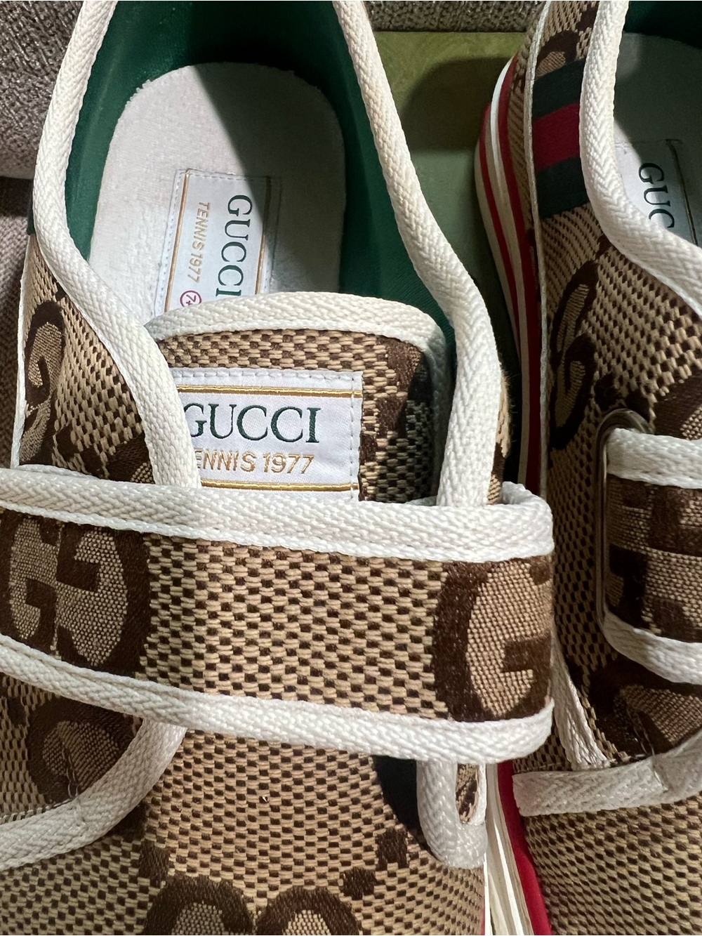 Gucci MEN Brown GG Canvas Velcro Sneakers w/ Red Trim. Size- SEE DESCRIPTION ❤️ - Picture 7 of 7